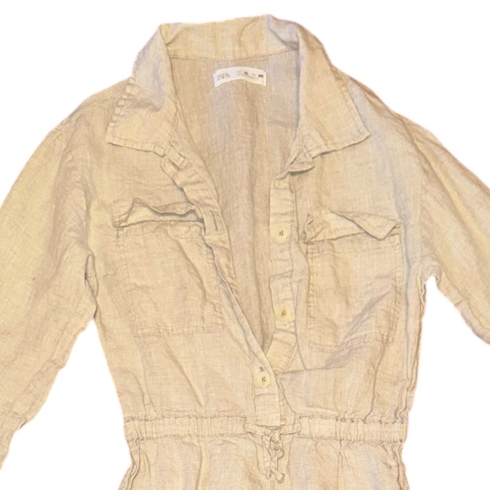 Girls Linen Cargo Style Jumpsuit